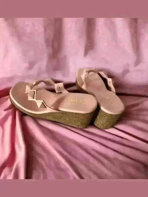 Pastel Pink Studded Wedges - cunei